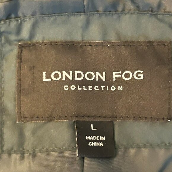 London Fog Faux Fur Trim Hooded Down Fill Coat in Dark Green Color size Large - Picture 10 of 10